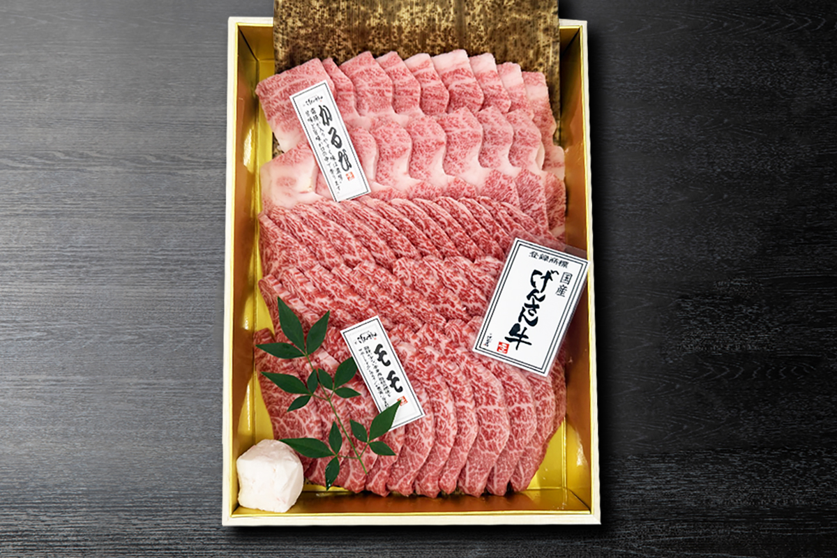 【2026中元・夏ギフト】国産げんさん牛 焼肉用2種食べ比べ(カルビ・赤身)計1.0kg