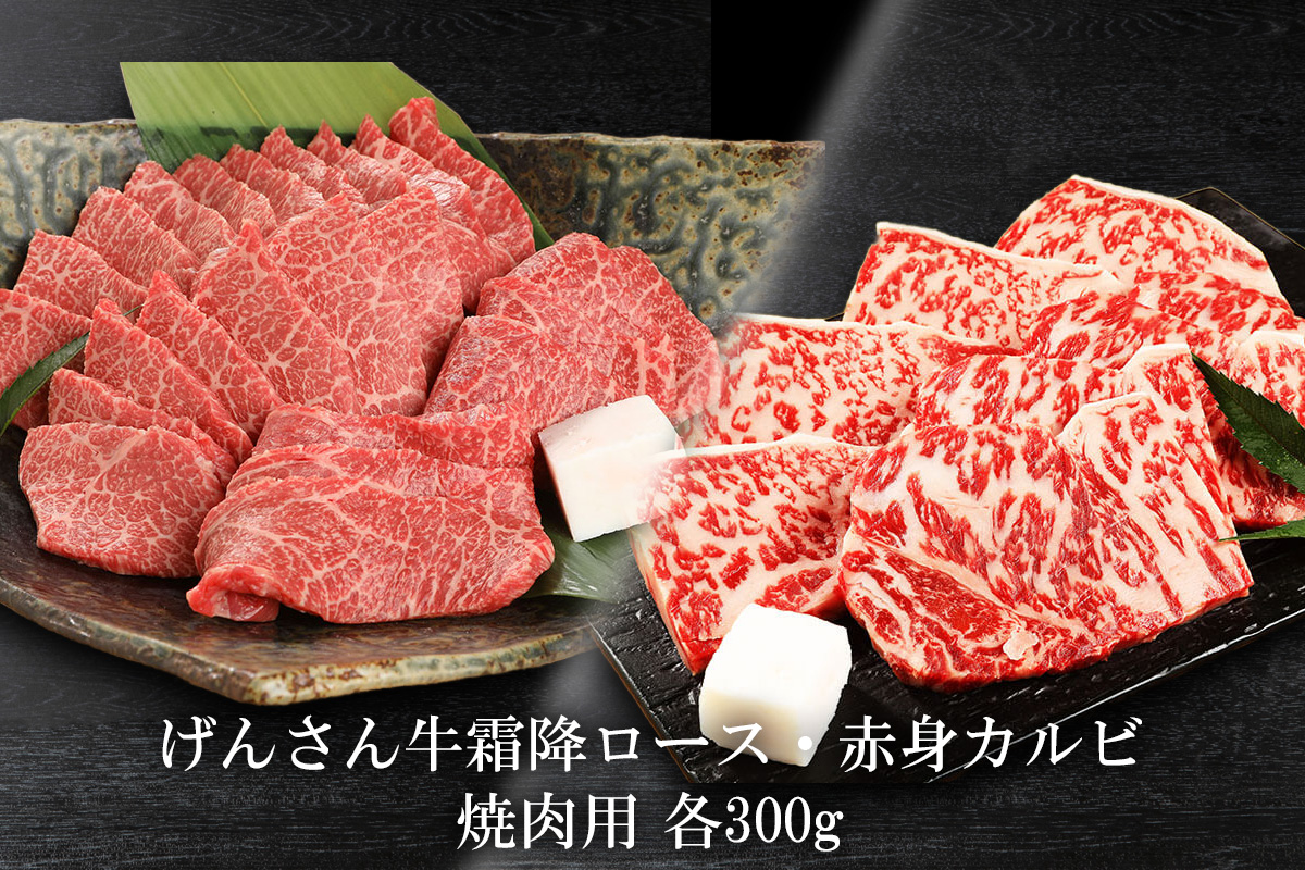 【eギフトカタログ専用商品】【SFTコース】げんさん牛霜降ロース・赤身カルビ　焼肉用 各300g 計600g